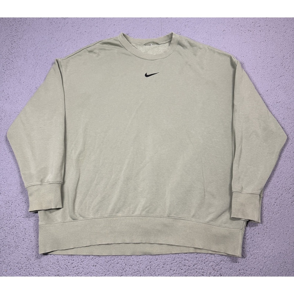 Nike Sweatshirt Mens Large Green Fleece Crewneck Pullover Swoosh Logo DQ5733-386